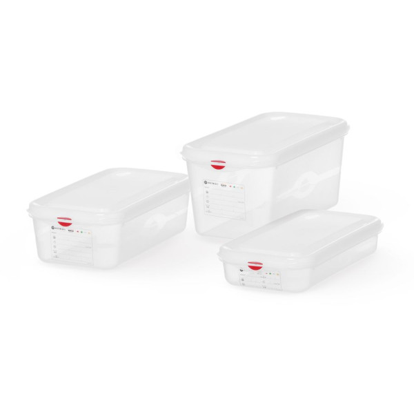 GN 1/3 tartály, polipropilén, HENDI, GN 1/3, 2,5L, Átlátszó, 325x176x(H)65mm 873229