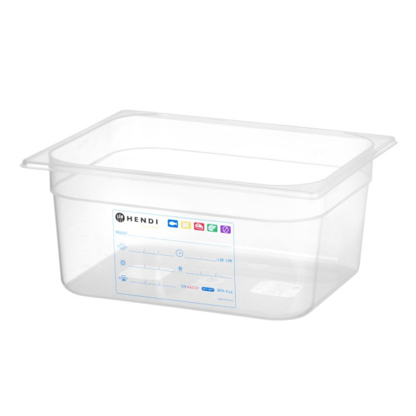 GN edény 1/2, HENDI, GN 1/2, 9,5L, Átlátszó, 325x265x(H)150mm 880166