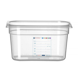 GN edény 1/4, HENDI, GN 1/4, 4L, Átlátszó, 265x162x(H)150mm 880364