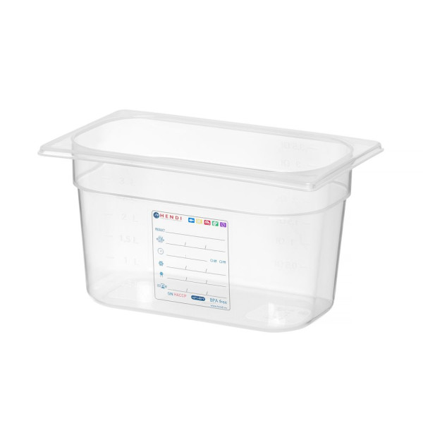 GN edény 1/4, HENDI, GN 1/4, 4L, Átlátszó, 265x162x(H)150mm 880364
