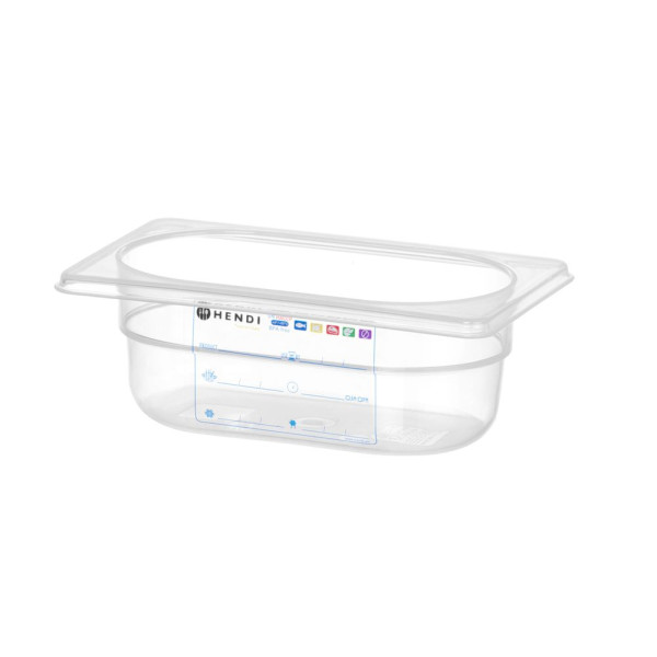 GN edény 1/9, HENDI, GN 1/9, 0,6L, Átlátszó, 176x108x(H)65mm 880562