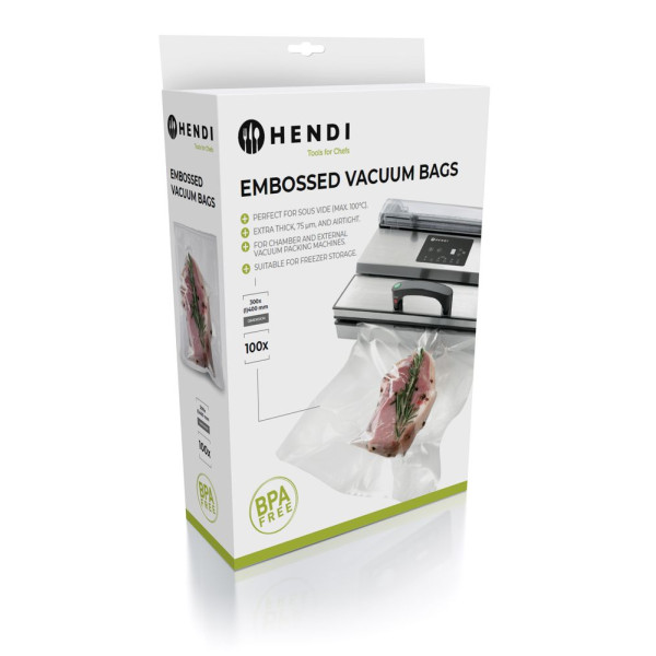 Bordázott vákuum tasakok, HENDI, 100 db., 300x400mm 971031