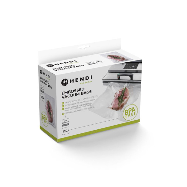 Bordázott vákuum tasakok, HENDI, 100 db., 150x400mm 971048