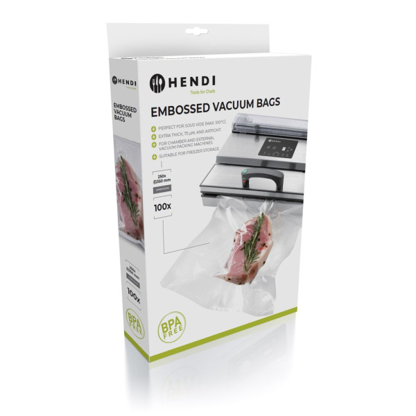 Bordázott vákuum tasakok, HENDI, 100 db., 250x350mm 971055