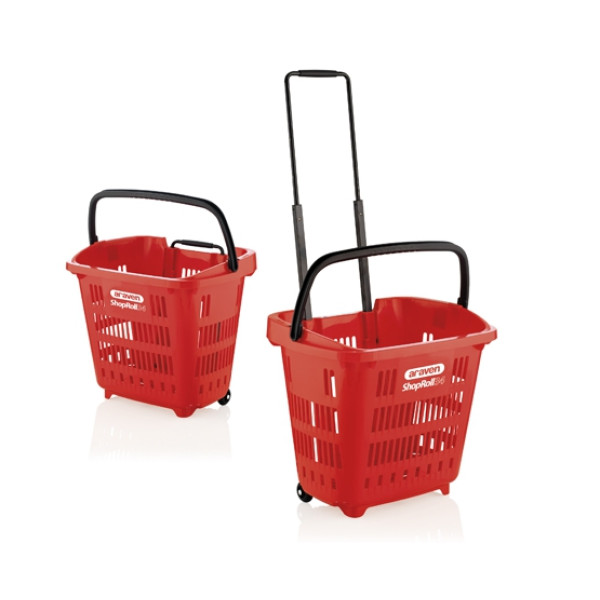 34 liter plastic shopping basket - red - with black handles 34 liter plastic shopping basket - red - with black handles