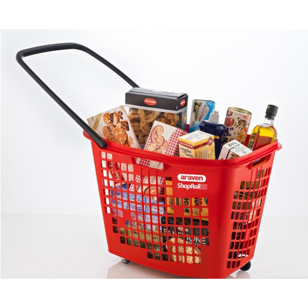 Rollender Einkaufswagen - 55 Liter - Anthrazitgraue und rote Ohren Rollender Einkaufswagen - 55 Liter - Anthrazitgraue und rote Ohren