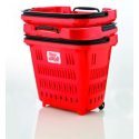 34 literes műanyag bevásárlókosár - piros - fekete füllel Kosarak / Kocsik