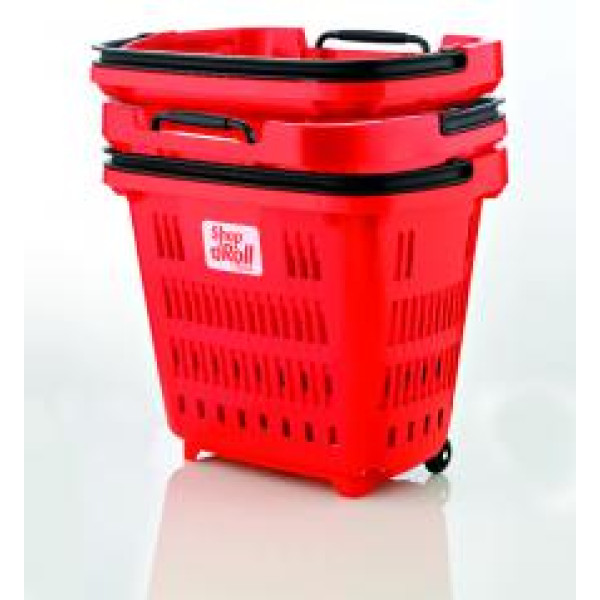 34 liter plastic shopping basket - red - with black handles 34 liter plastic shopping basket - red - with black handles