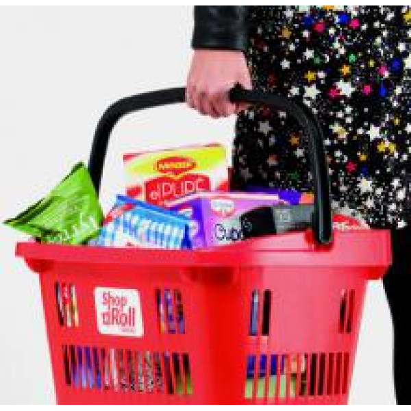 34 liter plastic shopping basket - red - with black handles 34 liter plastic shopping basket - red - with black handles