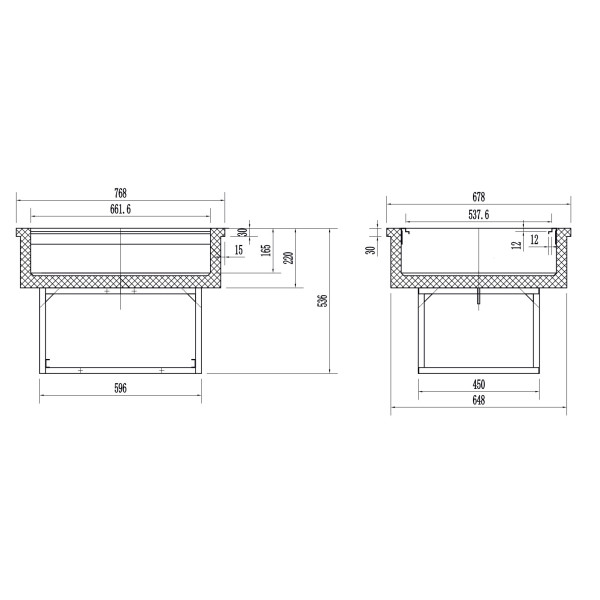Tefcold CW2 - Built-in cooling pool - 2xGN1/1 size - 768 x 678 x 536 mm - Static cooling Tefcold CW2 - Built-in cooling pool - 2xGN1/1 size - 768 x 678 x 536 mm - Static cooling