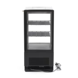 Maxima Refrigerator display case for cookies, can be placed on the counter, flat glass, 58L, black color