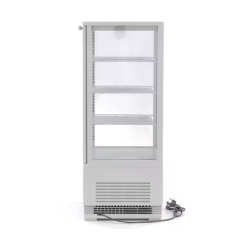 Maxima Refrigerator display case for cookies, can be placed on the counter, flat glass, 78L, white color