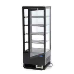Maxima Refrigerator display case for cookies, can be placed on the counter, flat glass, 98L, black color