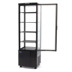 Maxima Refrigerator display case for cookies, glazed on 4 sides, 235 L, black color