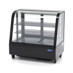 Maxima Refrigerated display case for cookies, can be placed on the counter, bent glass, 100L, black color