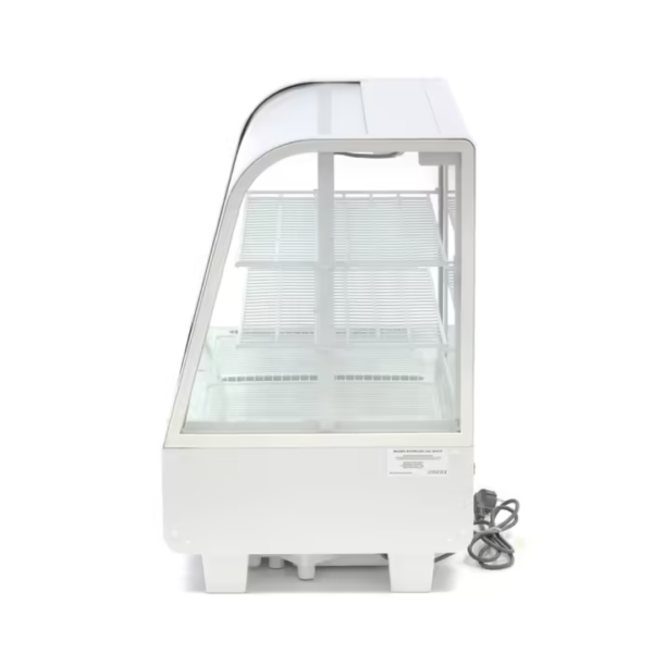 Maxima Refrigerated display case for cookies, can be placed on the counter, bent glass, 100L, white color
