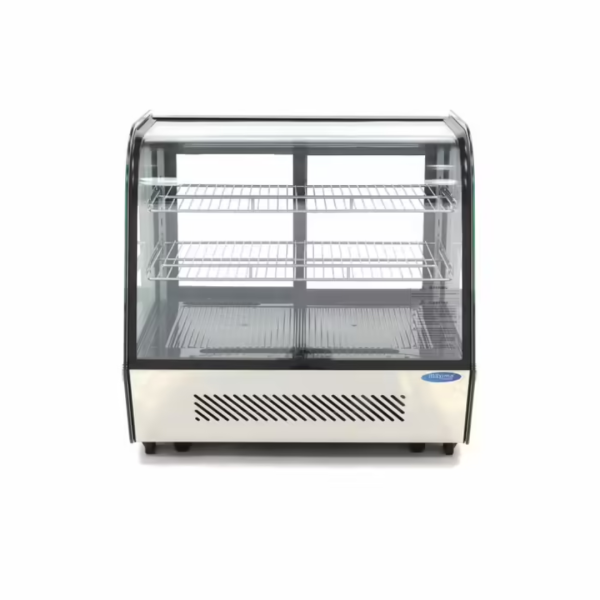 Maxima Biscuits Kühlvitrine, auf der Theke platzierbar, gebogenes Glas, 120L