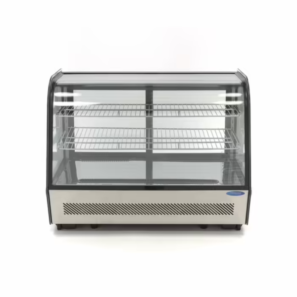 Chladiaca vitrína Maxima Biscuits, možnosť umiestnenia na pult, ohýbané sklo, 160L