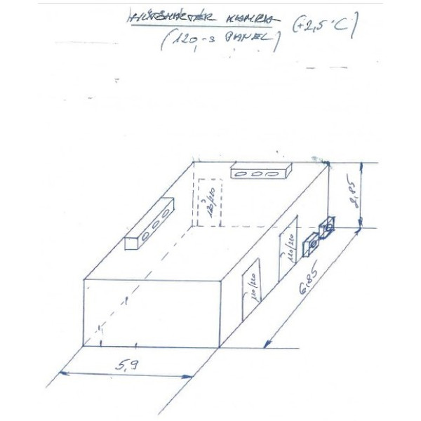 Kühlhaus (mit einer Temperatur von 0 - 5°C) - 6,85x5,9x2,85 m Kühlhaus (mit einer Temperatur von 0 - 5°C) - 6,85x5,9x2,85 m
