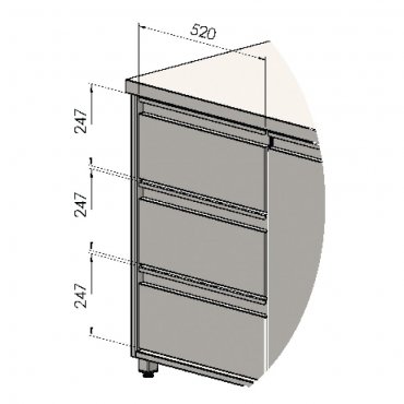 Simetrical drawer for drink cooler table - 3 as Refrigerated bench / table