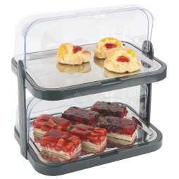 Kétszintes hűtött Rolltop bemutató tálca Kétszintes hűtött Rolltop bemutató tálca