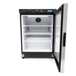 Maxima R 200 BG Refrigerator with glass door, under counter, painted black design, 200L