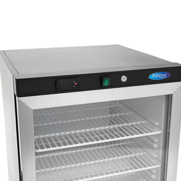 Maxima R 200 BG Kühlschrank mit Glastür, unter der Theke, schwarz lackiertes Design, 200 l