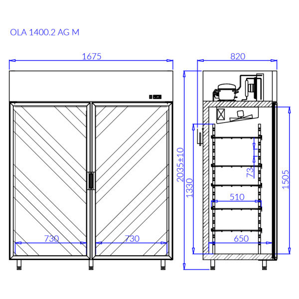 Igloo OLA 2 AG M - Zweitürige Gefriervitrine - Top mechanisch - 1400 Liter Igloo OLA 2 AG M - Zweitürige Gefriervitrine - Top mechanisch - 1400 Liter