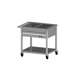 Stainless steel warming trolley with water bath 2xGN1/1 Stainless steel warming trolley with water bath 2xGN1/1