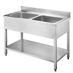 Dvojitý voľne stojaci nerezový drez - 40x40x25 cm