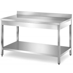 Stainless steel work table with bottom shelf, rear folding (100 mm), 1000x600x850 mm - Assembled Stainless steel work table with bottom shelf, rear folding (100 mm), 1000x600x850 mm - Assembled