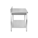Rozsdamentes munkaasztal alsó polccal, hátsó felhajtással (100 mm), 1000x600x850 mm - Összeszerelhető Asztalok