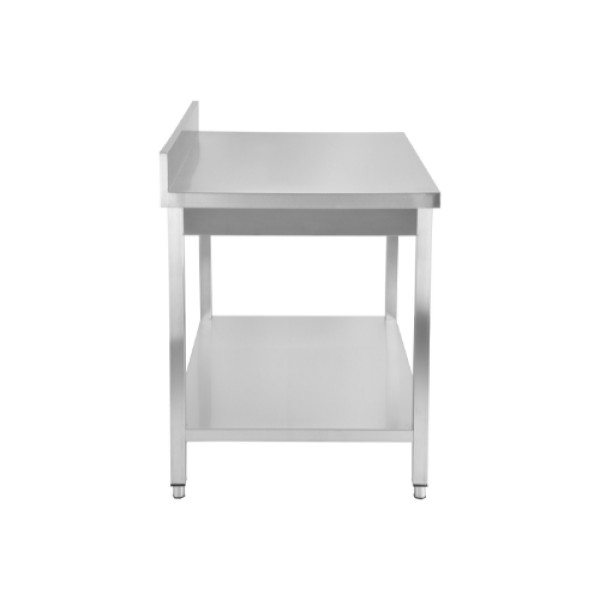 Stainless steel work table with bottom shelf, rear folding (100 mm), 1000x700x850 mm - Assembled Stainless steel work table with bottom shelf, rear folding (100 mm), 1000x700x850 mm - Assembled