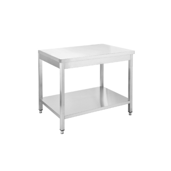Rozsdamentes munkaasztal alsó polccal, 1000x600x850 mm - Összeszerelhető Asztalok