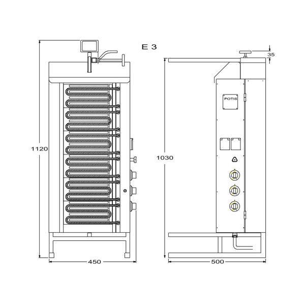 POTIS E3 – Gyros-Ofen, industriell, elektrisch – 50 kg POTIS E3 – Gyros-Ofen, industriell, elektrisch – 50 kg