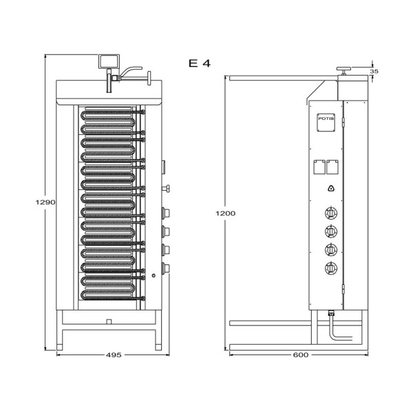 POTIS E4 - Gyros oven industrial electric - 80kg POTIS E4 - Gyros oven industrial electric - 80kg