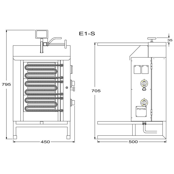 POTIS E1 – Gyros-Ofen, industriell, elektrisch – 15 kg POTIS E1 – Gyros-Ofen, industriell, elektrisch – 15 kg