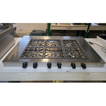 SMEG PU128 – Tabletop gas hob – 6 burners, semi-industrial design - Natural gas!