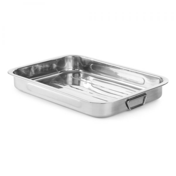 Stainless steel baking tray 29x22x5 cm   suitable for oven baking - up to 250 C with handle Kitchen and meat Tools
