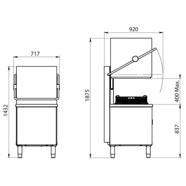Elframo CE 24 – Geschirrspüler mit Hut – 6 kW – Basic Elframo CE 24 – Geschirrspüler mit Hut – 6 kW – Basic