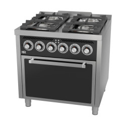 Fainca CB4F750HE - 4 égős gáztűzhely elektromos GN2/1-es statikus sütővel