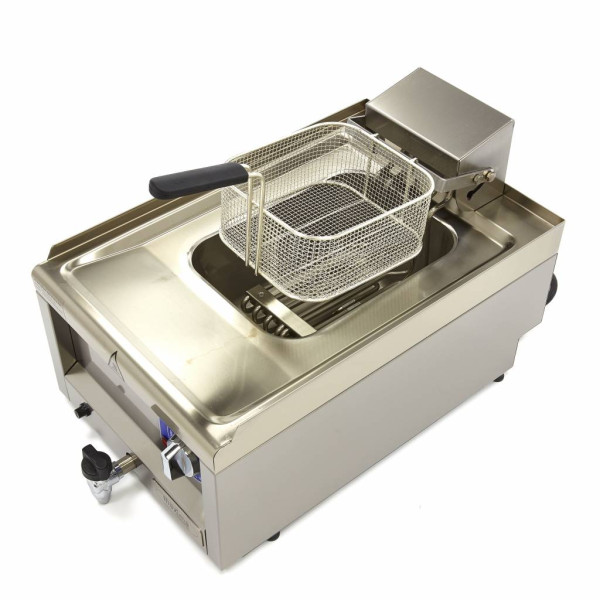 Maxima Ölfritteuse / Fritteuse 1 x 10 l – elektrisch – mit Ablasshahn – Serie 600 – 400 V/6 kW Maxima Ölfritteuse / Fritteuse 1 x 10 l – elektrisch – mit Ablasshahn – Serie 600 – 400 V/6 kW