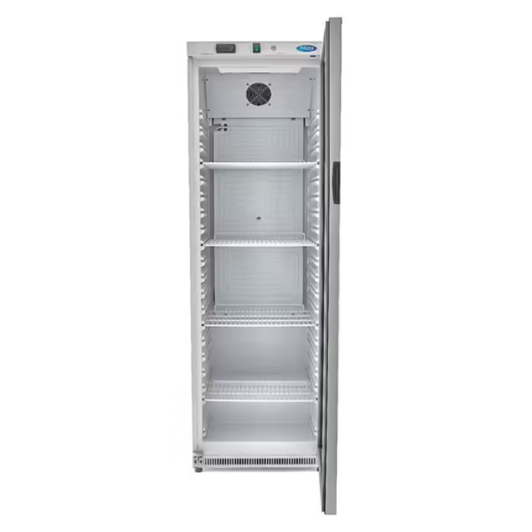 Maxima R 400 WG Refrigerator with glass door, painted white, 400 liters