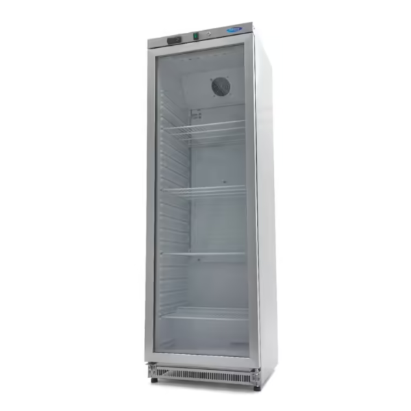 Maxima 2 R 400 SSG Üvegajtós hűtőszekrény, rozsdamentes, 400 literes Hűtők